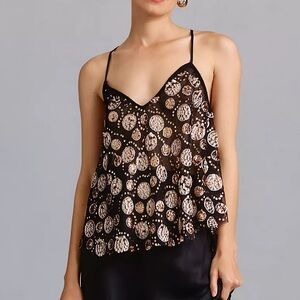 Anthropologie “Let Me Be” Black and Gold Embellished Top